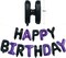 Happy Birthday Foil Balloon Banner – 16" Mylar Letter Balloons, Reusable Birthday Sign for Kids, Adults & Halloween Party Decorations (Black & Purple)